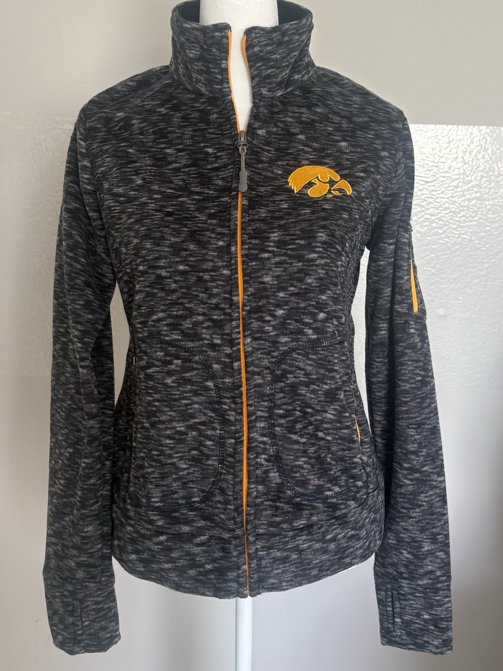 Colosseum Iowa Hawkeyes Fleece Jacket Women’s Small Full Zip Gray Black Go Hawks